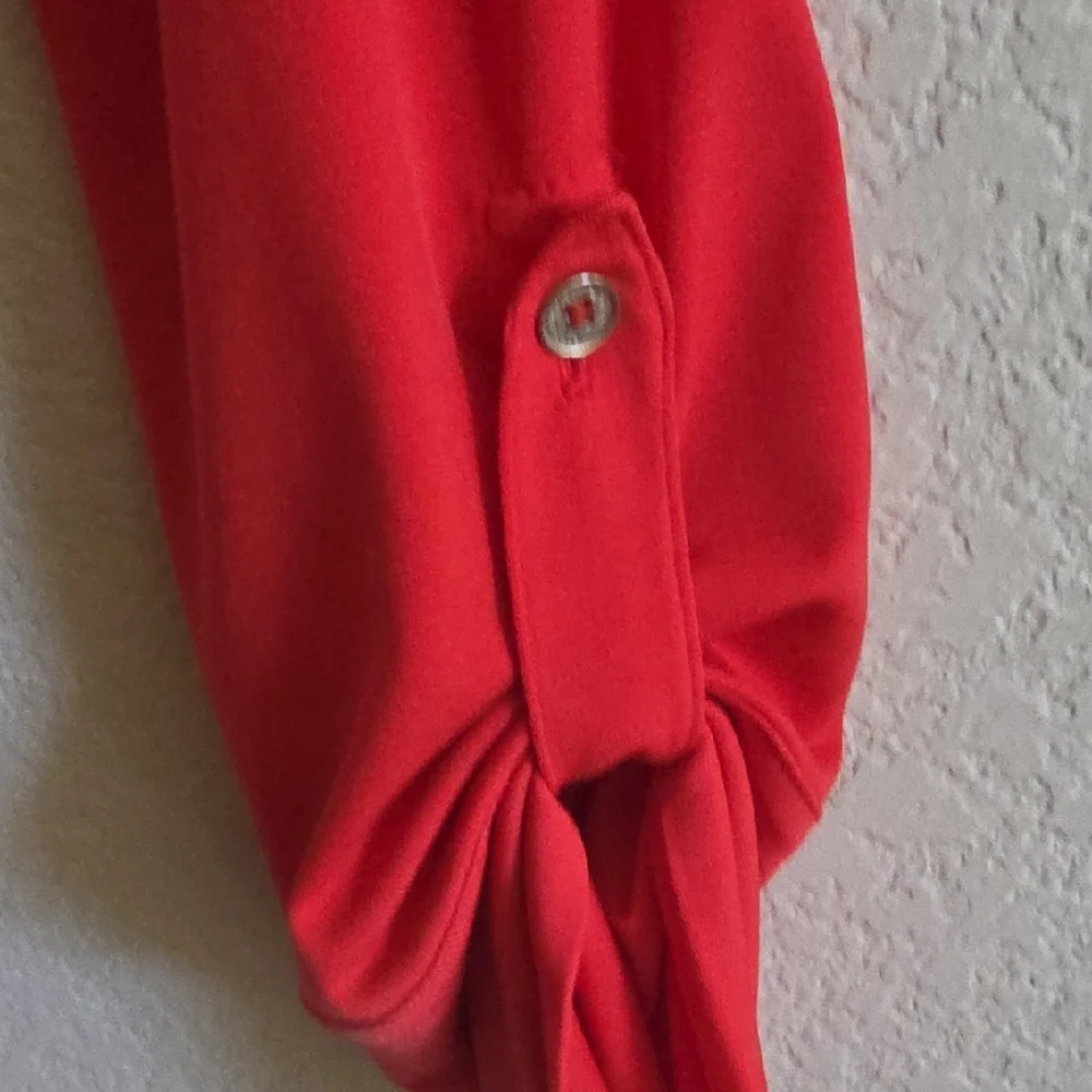 Michael Kors Red Lace-Up Long Sleeve Dress - Picture 5 of 5